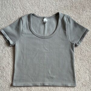 Gray Ribbed Women's Top